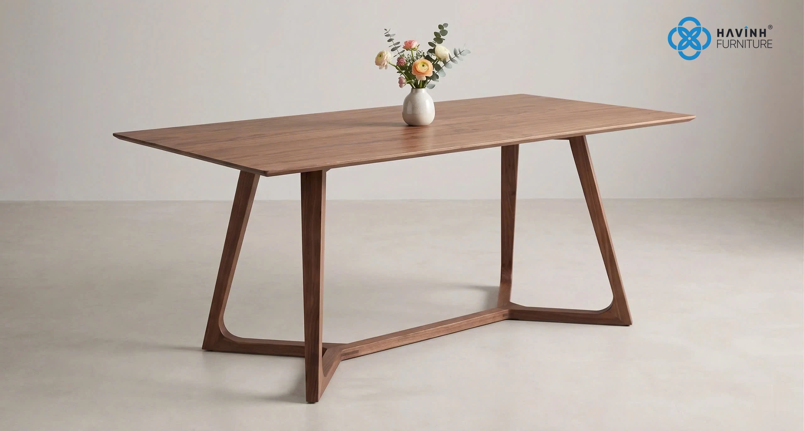 Bàn Ăn Gỗ Vát Cạnh Chân Chữ U Thanh Thoát BA-08