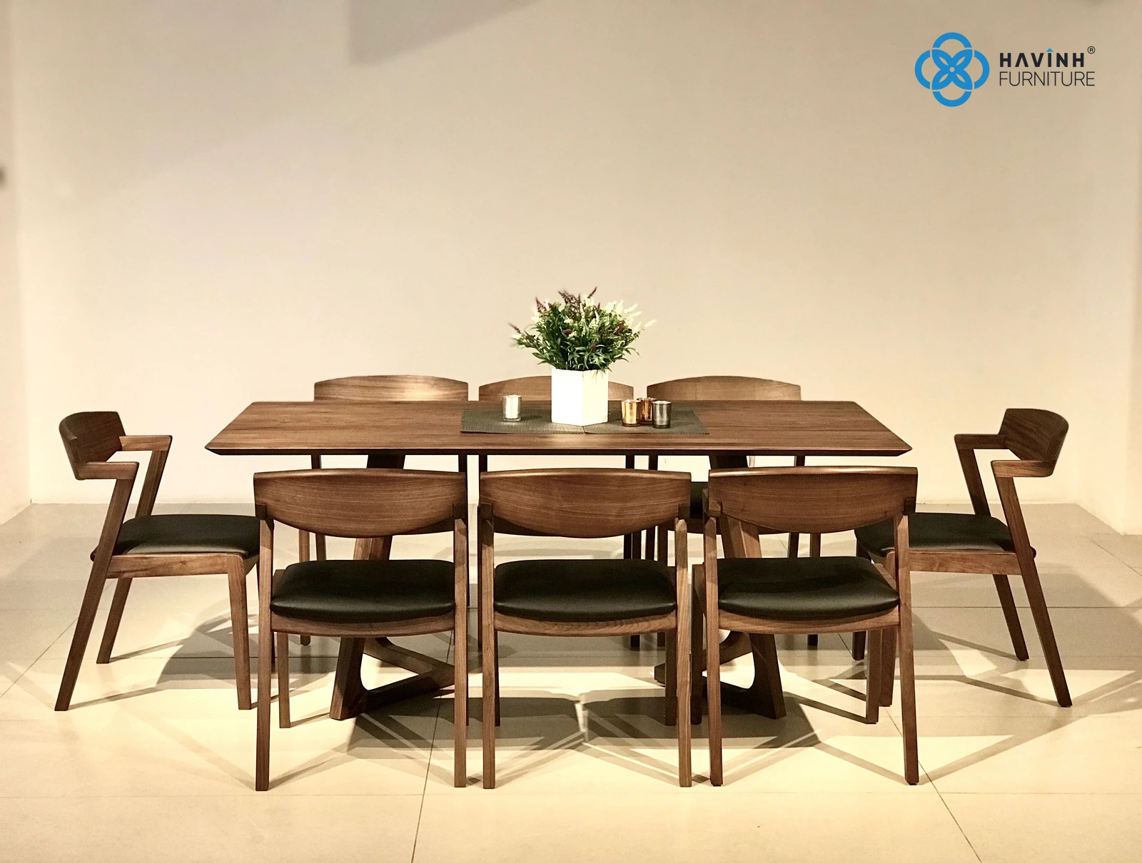 Bộ Bàn Ăn Gỗ Tự Nhiên Natori Chân Chữ U Cách Điệu BA-13