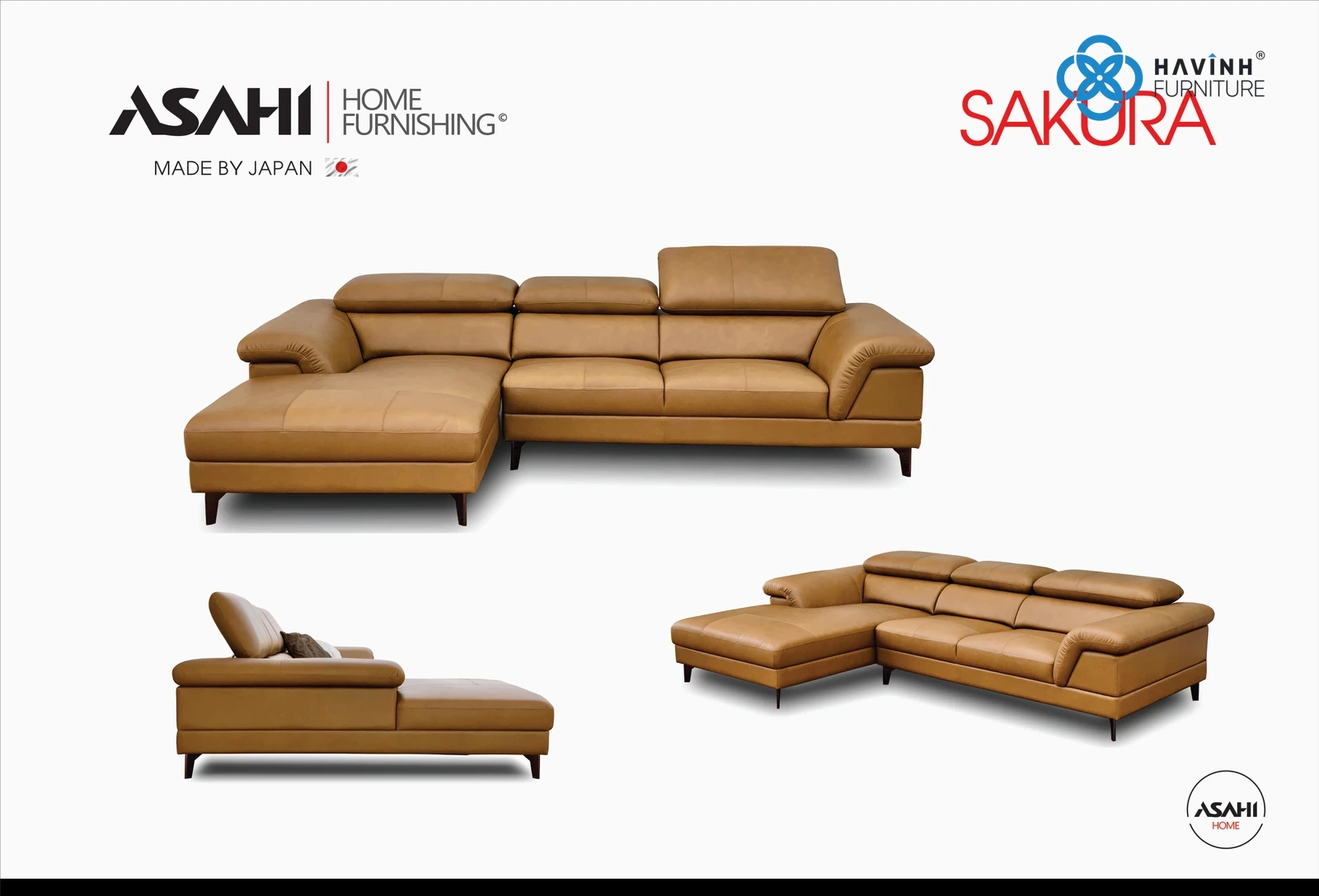 Sofa Da Góc Chữ L Cao Cấp Asahi SAKURA SF-02